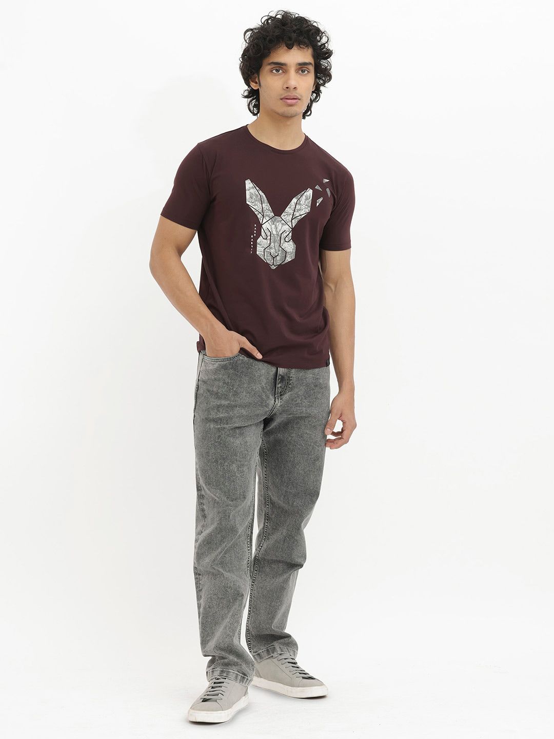 RARE RABBIT Men Arbor Regular Fit Graphic Printed Round Neck Cotton T-Shirt