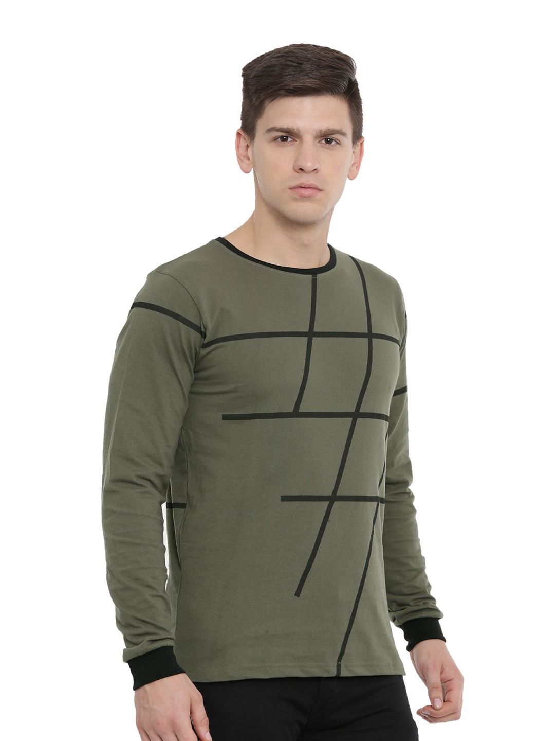 ADRO Men Abstract Printed Round Neck T-shirt