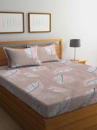 KLOTTHE Coklat Bunga Kapas 300 TC Dilengkapi Cadar King Halus dengan 2 Sarung Bantal-98 x 89 inci