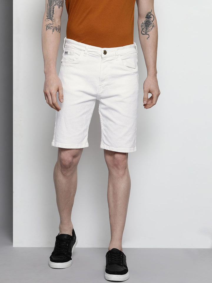 The Indian Garage Co Men White Slim Fit Regular Shorts