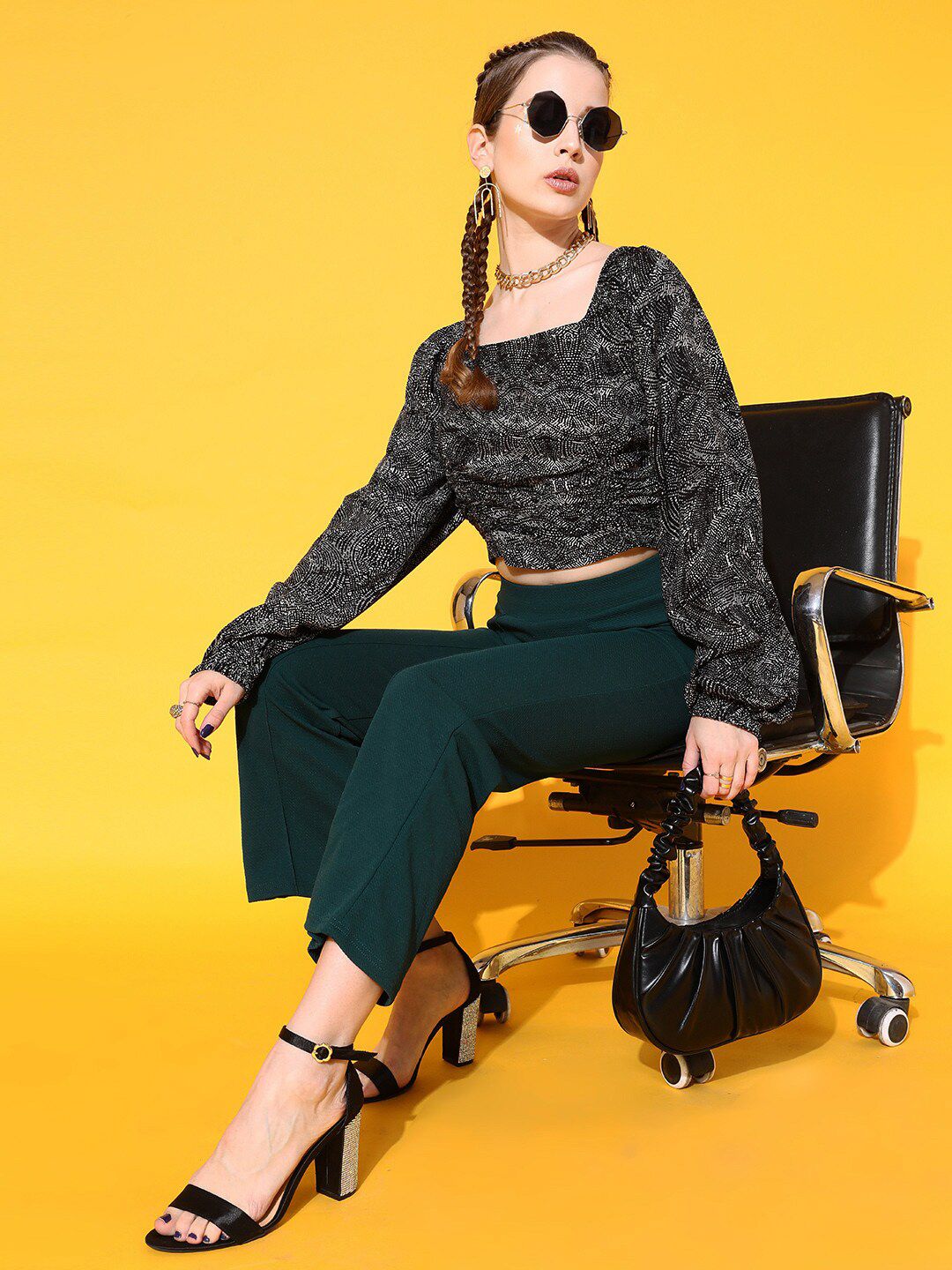 STREET 9 Stunning Black Abstract Top