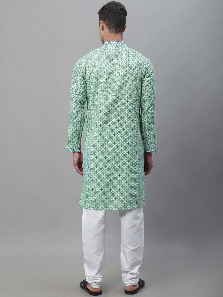 SOJANYA Kurta Linen Kapas Bercetak Motif Etnik Dengan Churidar