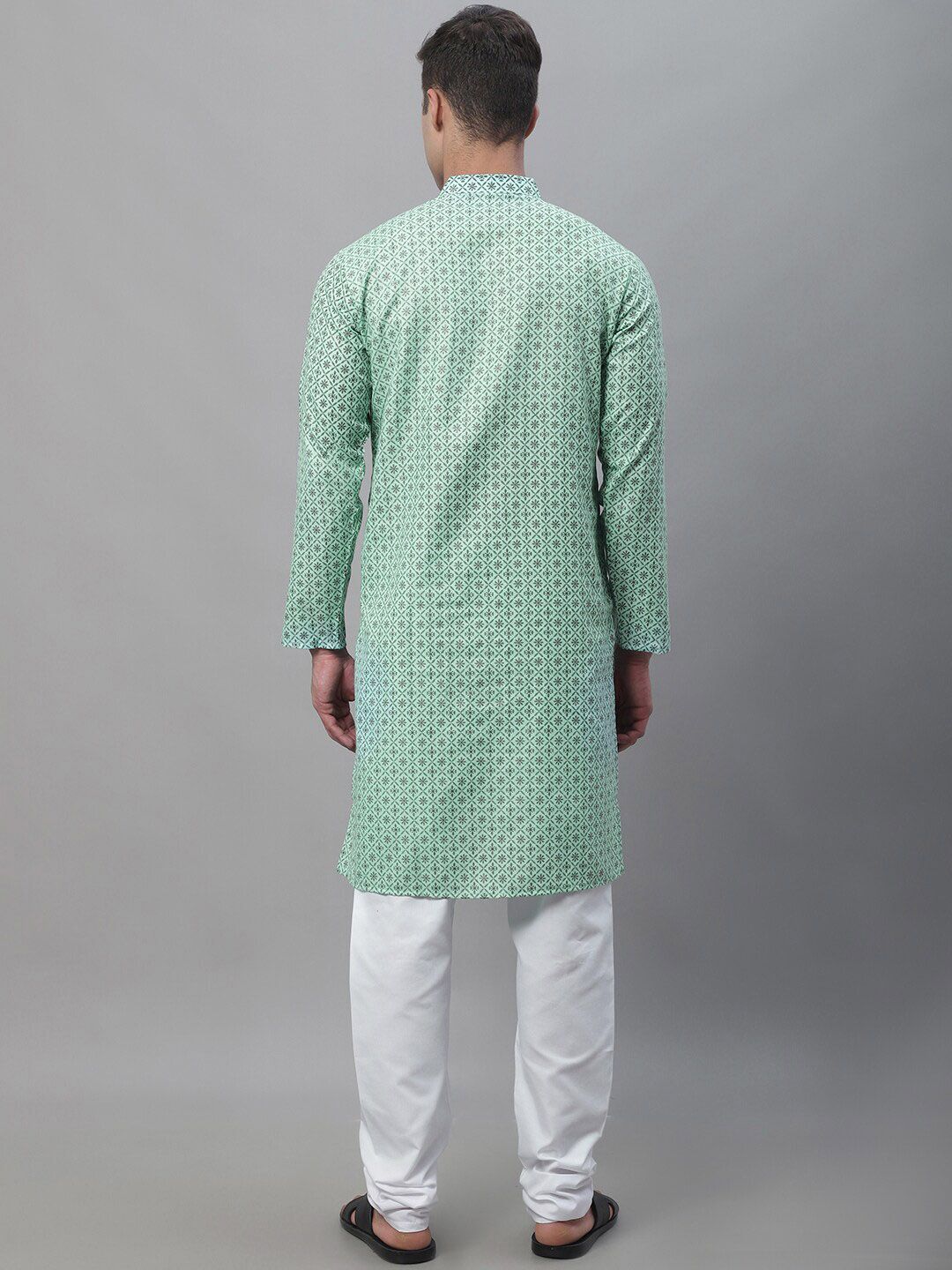 SOJANYA Kurta Linen Kapas Bercetak Motif Etnik Dengan Churidar