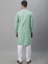 SOJANYA Kurta Linen Kapas Bercetak Motif Etnik Dengan Churidar