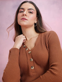 DressBerry V-Neck Ribbed Acrylic Pullover