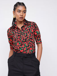 DressBerry Vibrant Bright Floral Printed Shirt