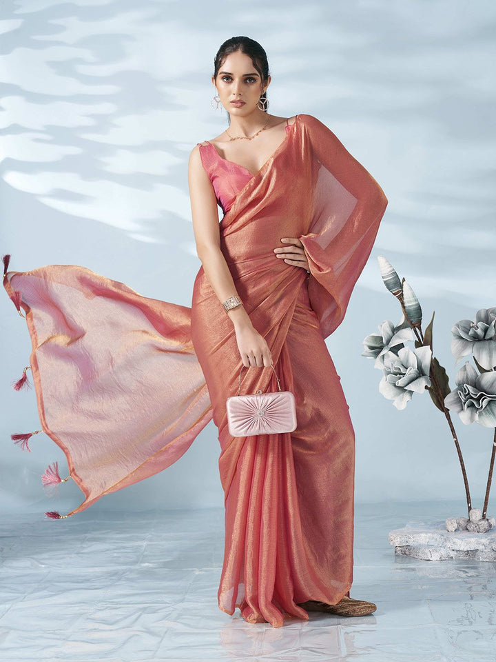 Tikhi Imli Two Tone Poly Chiffon Saree