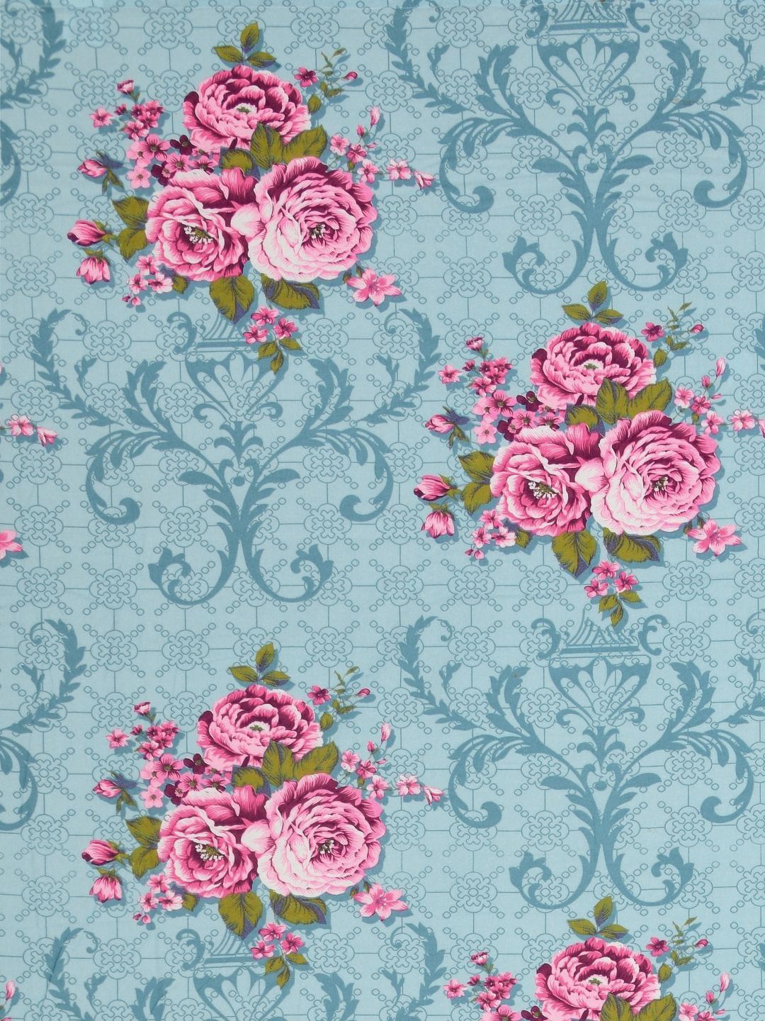 BOMBAY DYEING Dream Lover Teal Floral Printed Cotton 104TC Queen Bedsheet Set 2.54 x 2.24m