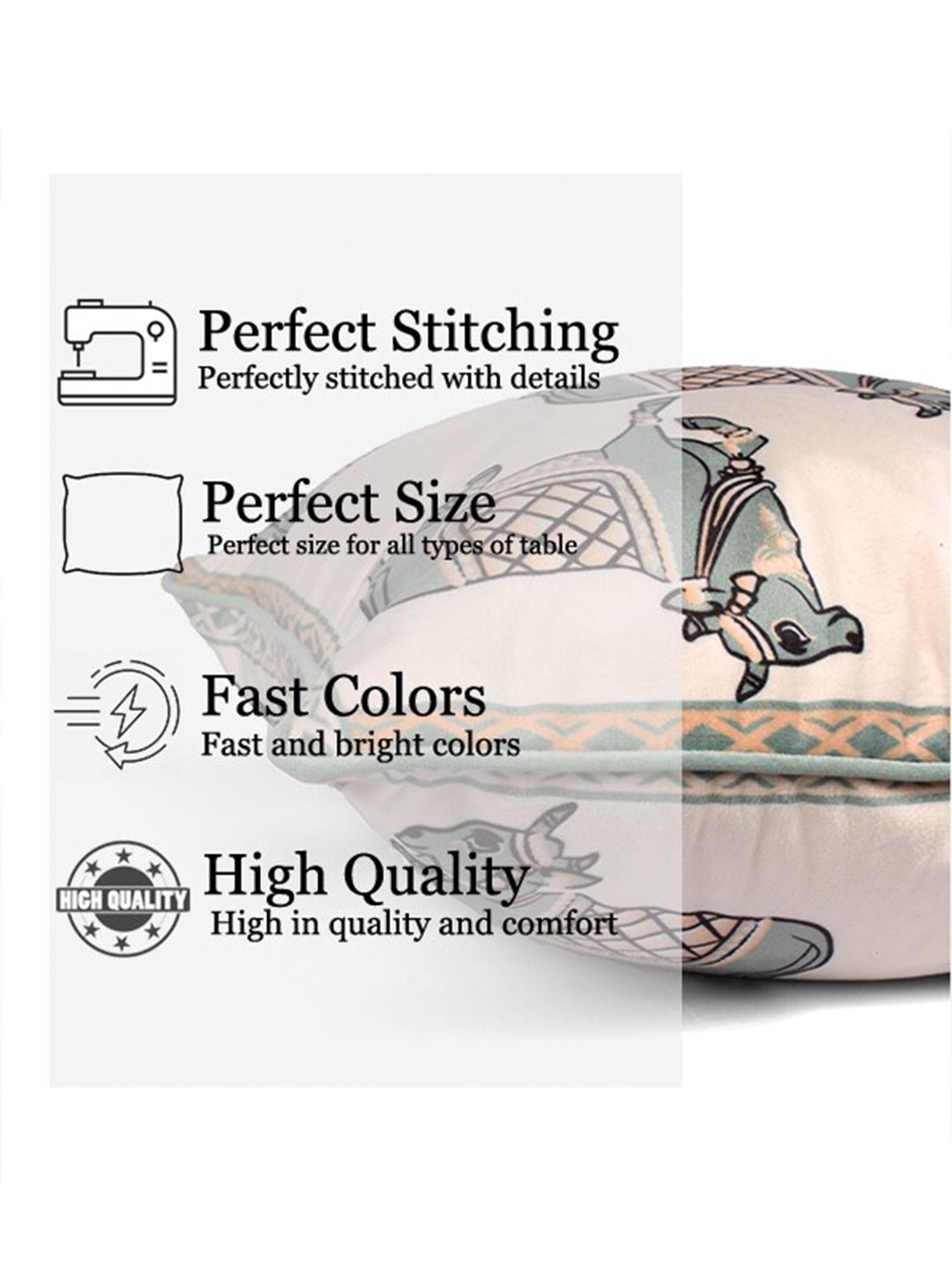 STITCHNEST White & Green 2 Pieces Ethnic Motifs Velvet Square Cushion Covers