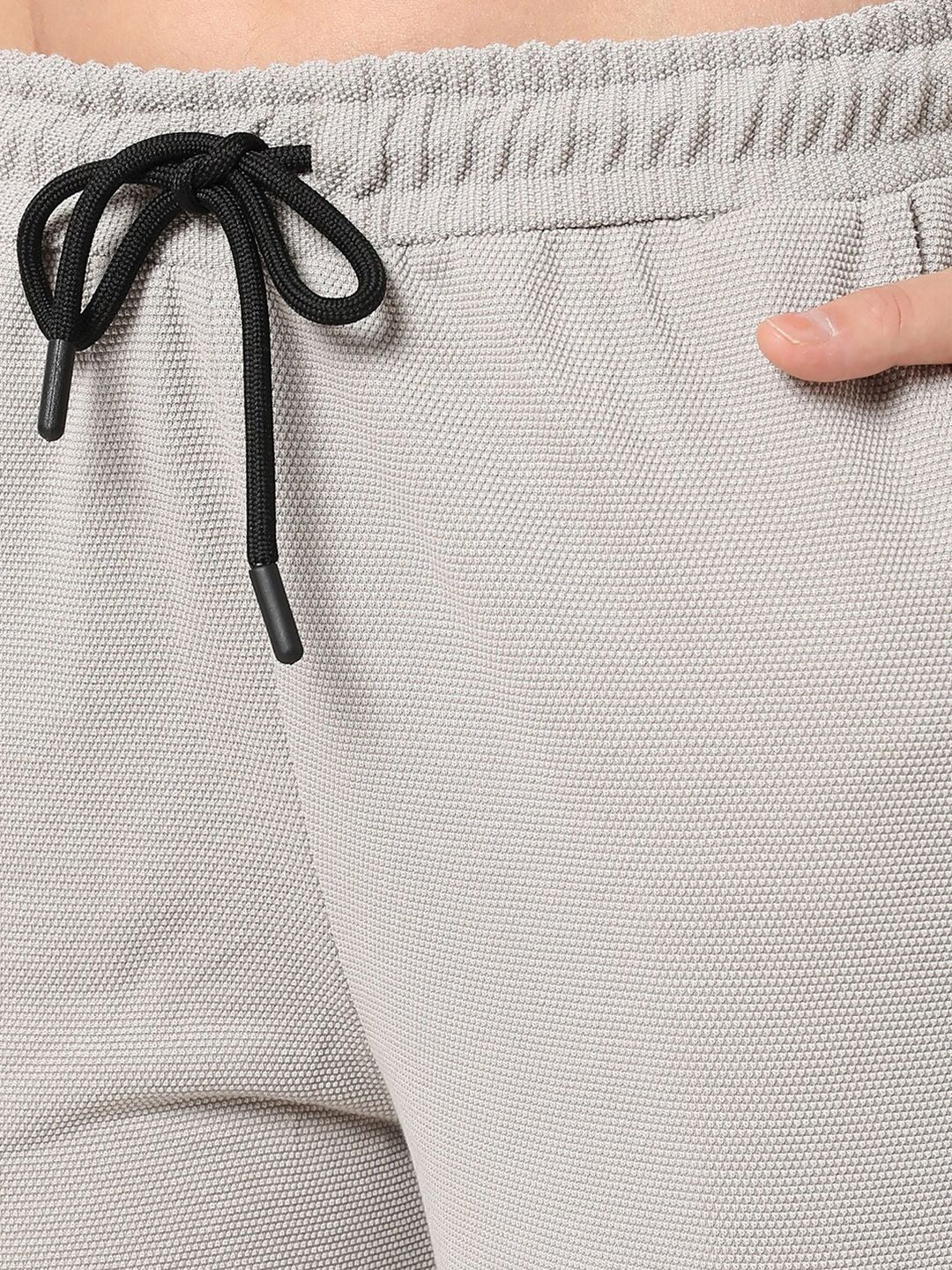 Campus Sutra Women Grey Solid Hooded T-Shirt with Trousers