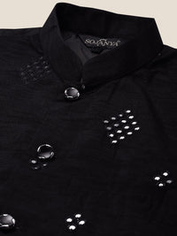 SOJANYA Mandarin Collar Straight Regular Kurta With Churidar & Nehru Jacket