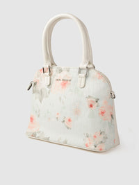 Lino Perros Blue & Pink Floral Print & Textured Structured Handheld Bag