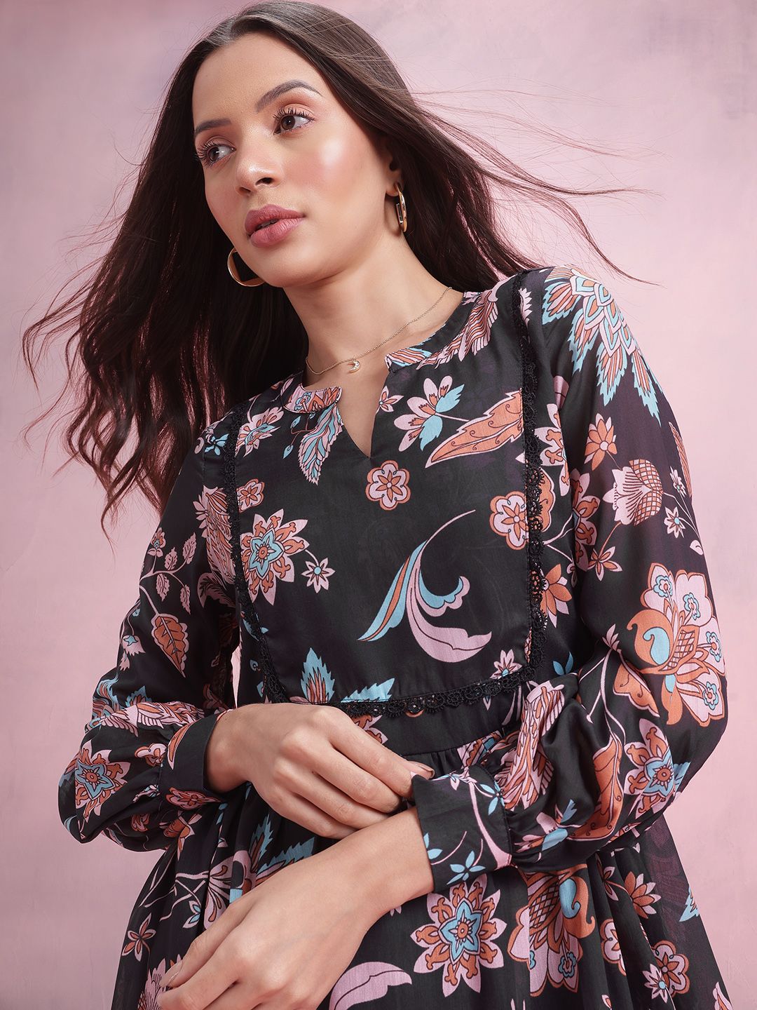 DressBerry Floral Print A-Line Dress