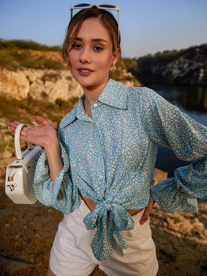 Athena Abstract Printed Shirt Style Top