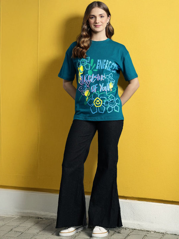 DressBerry Graffiti Printed Longline Pure Cotton T-shirt