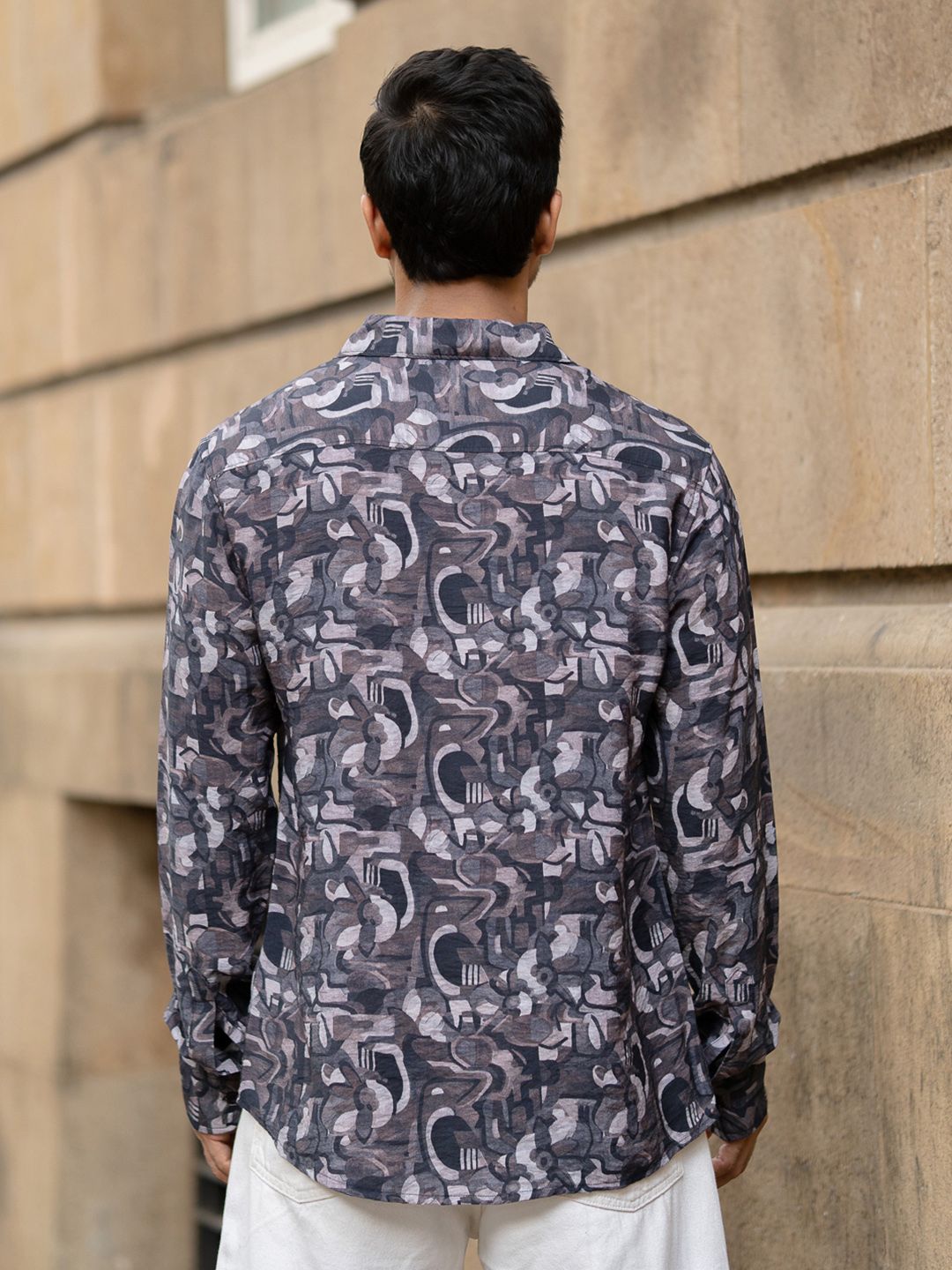 Powerlook Men Spread Collar Abstract Printed Cotton Casual Shirt