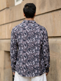 Powerlook Men Spread Collar Abstract Printed Cotton Casual Shirt