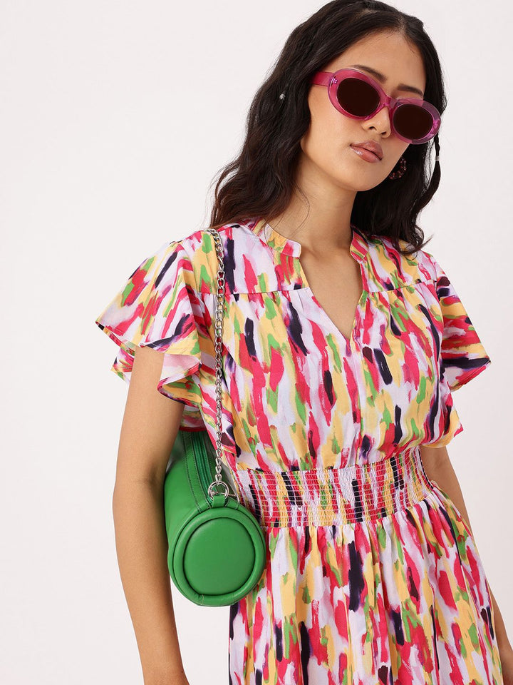 DressBerry Color Kaleidoscope Smocked A-Line Dress