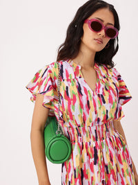DressBerry Color Kaleidoscope Smocked A-Line Dress