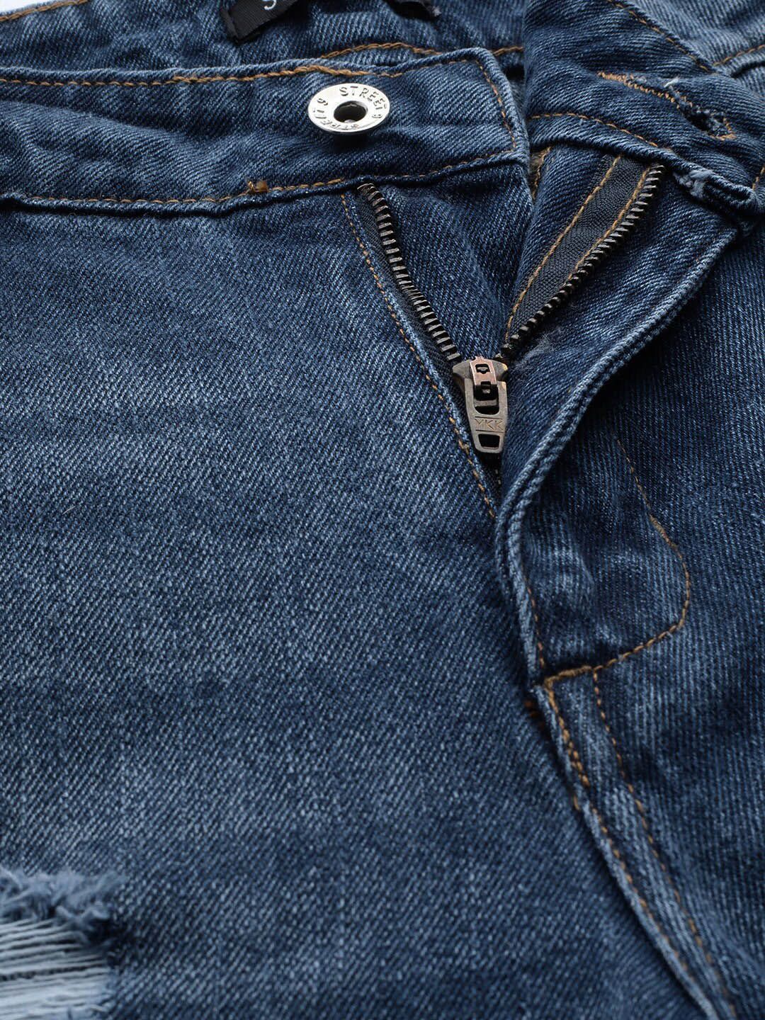 STREET 9 Women Blue Relaxed Fit Mid-Rise Highly Distressed Jeans