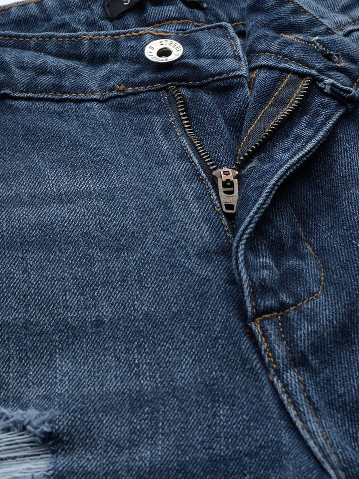 STREET 9 Women Blue Relaxed Fit Mid-Rise Highly Distressed Jeans