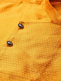 SOJANYA Lelaki Mustard Yellow Woven Design Angrakha Straight Kurta