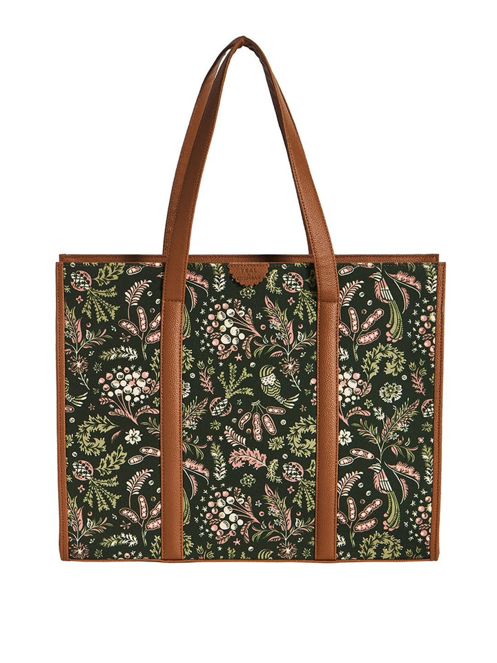 TEAL BY CHUMBAK Printed Shopper Handheld Bag with Fringed