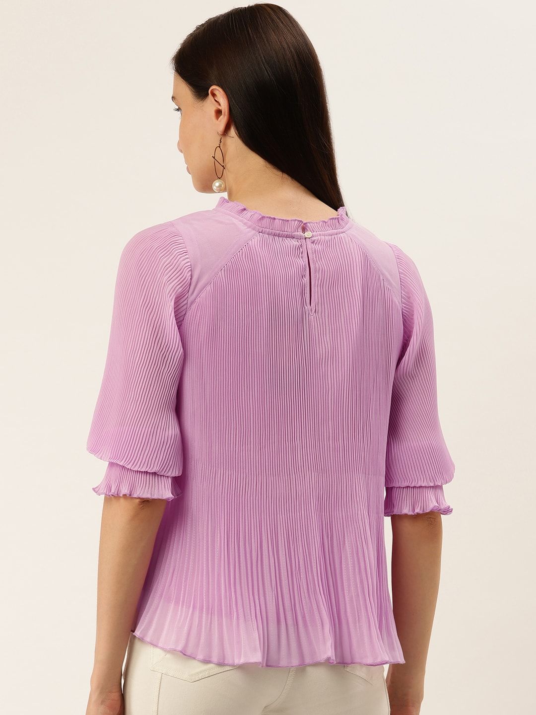 Antheaa Lavender Accordion Pleat A-Line Top