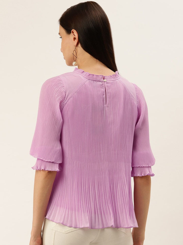 Antheaa Lavender Accordion Pleat A-Line Top