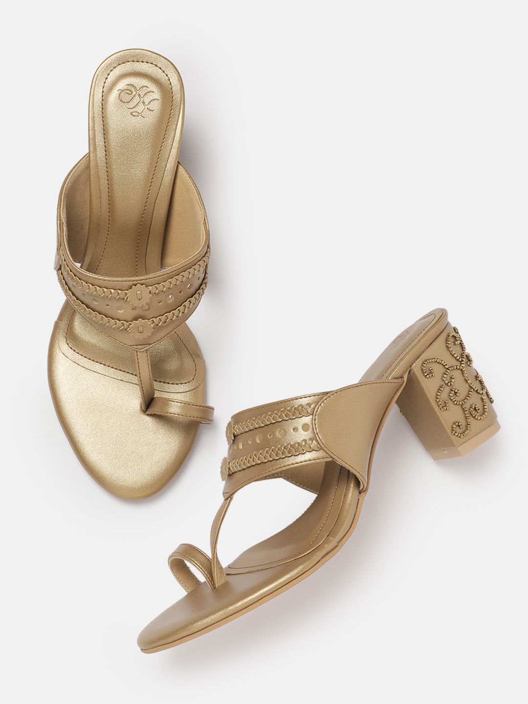 House of Pataudi Ethnic Embellished Block Heel