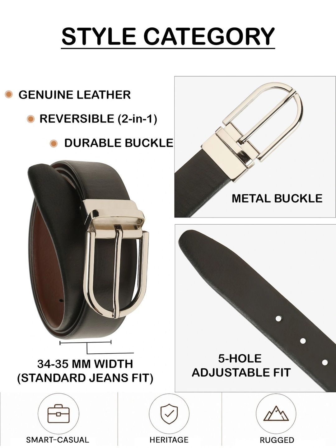 Teakwood Leathers Men Leather Reversible Belt
