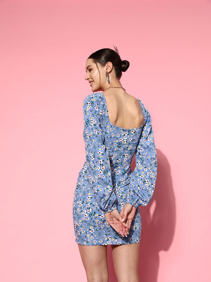 Berrylush Floral Crepe Bodycon Mini Dress