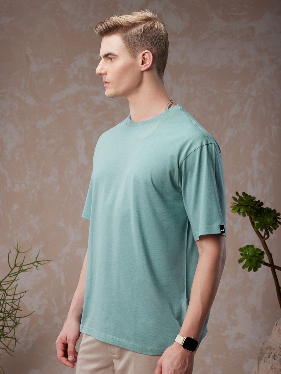 Bewakoof American Pima Round Neck Short Sleeve Cotton Oversized T-shirt