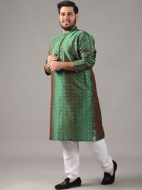 SOJANYA PLUS Plus Size Lelaki Rekaan Tenun Geometrik Kurta Lurus Dengan Piyama