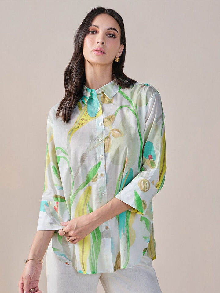 AND Print Cotton Shirt Style Top