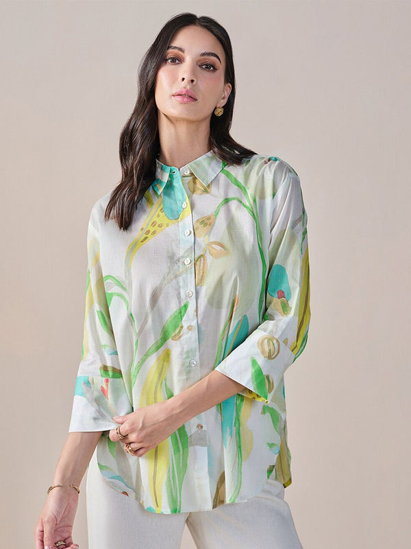 AND Print Cotton Shirt Style Top