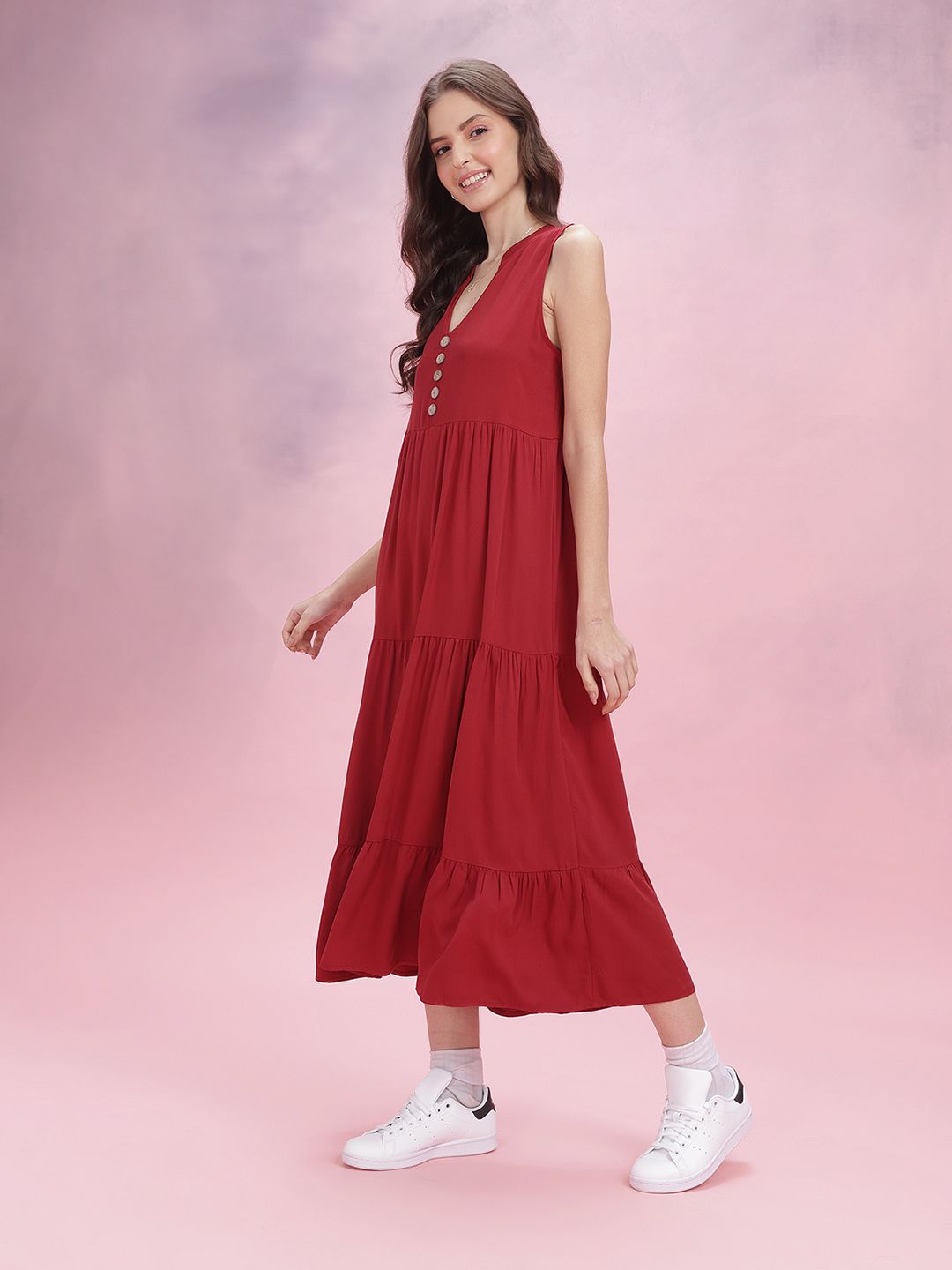 DressBerry Tiered A-Line Midi Dress