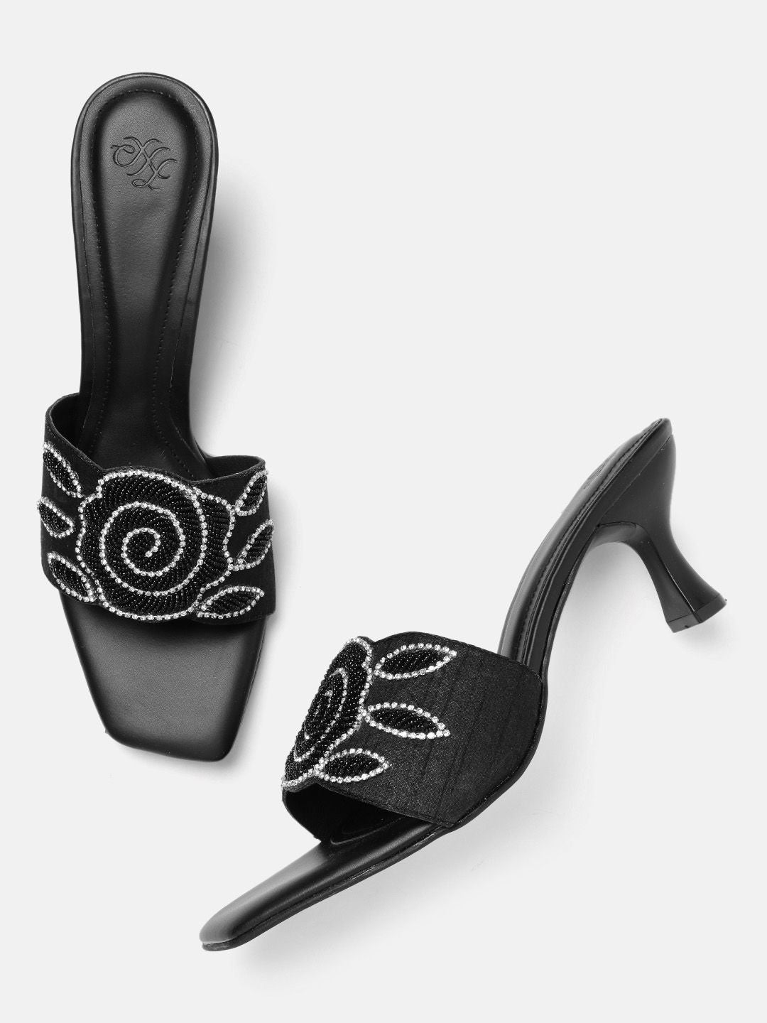House of Pataudi Embellished Kitten Sandals