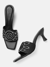 House of Pataudi Embellished Kitten Sandals