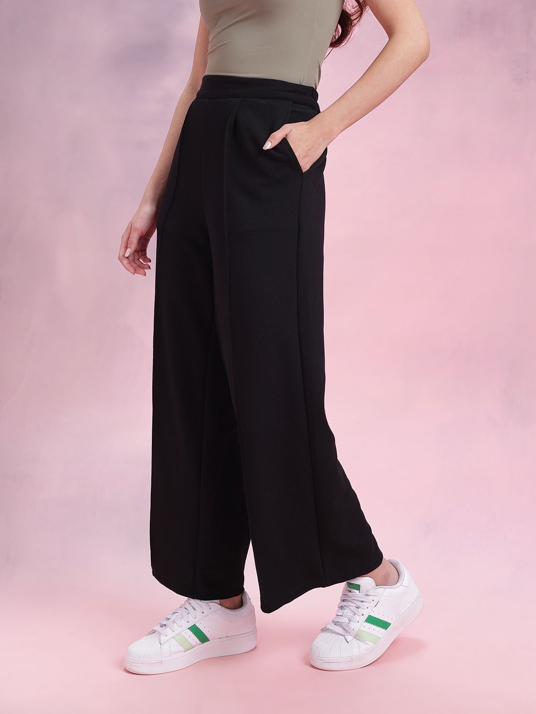 DressBerry Women Flared Pleated Trousers
