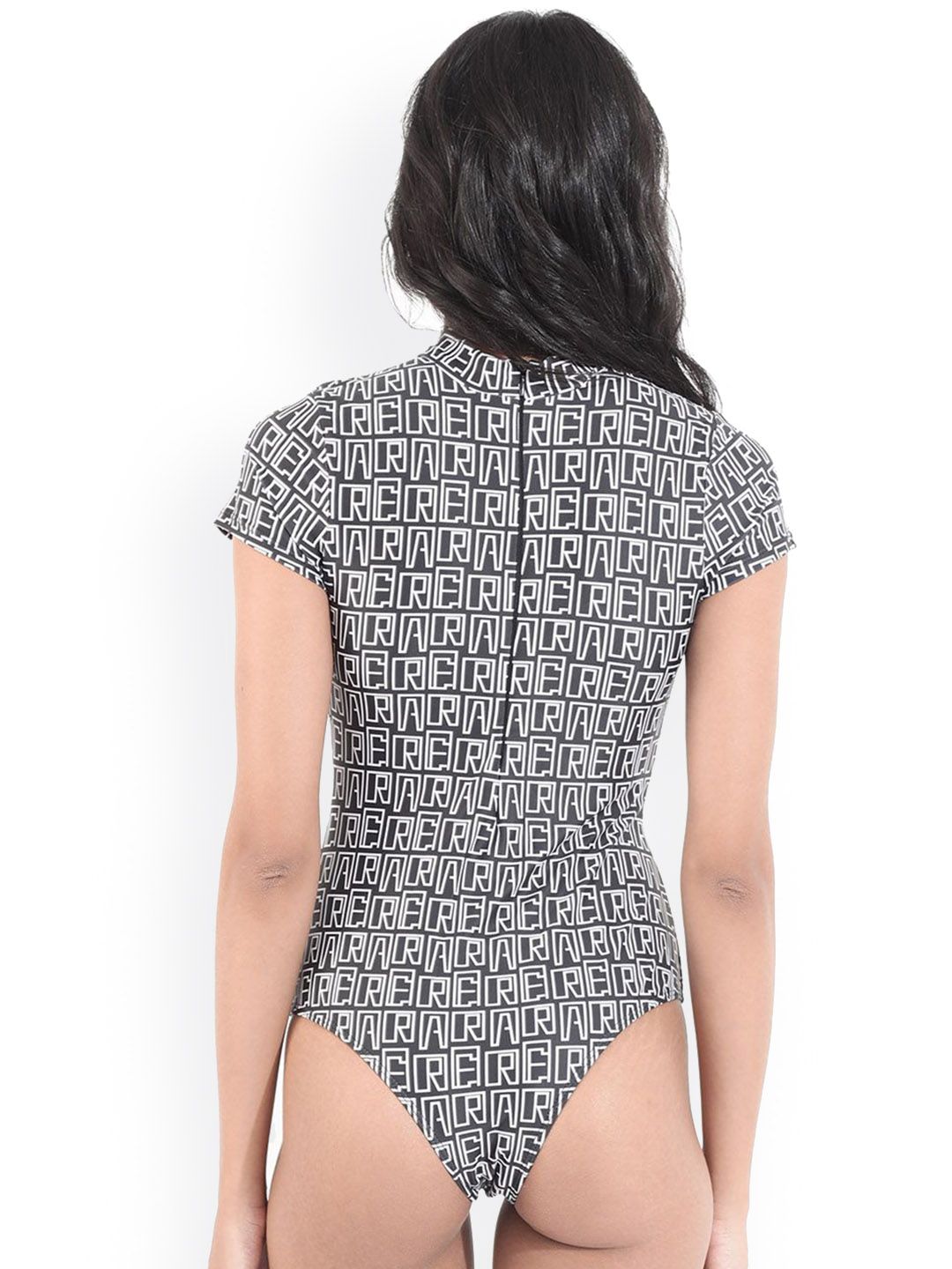 RAREISM Printed Halter Neck Self Design Swim Bodysuit