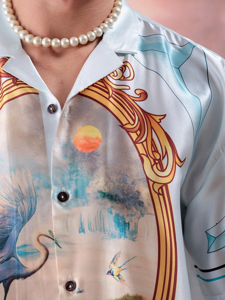 The Indian Garage Co Men Relaxed Fit Graphic Printed Resortwear Shirt
