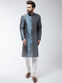 SOJANYA Men Blue & Beige Printed Straight Kurta