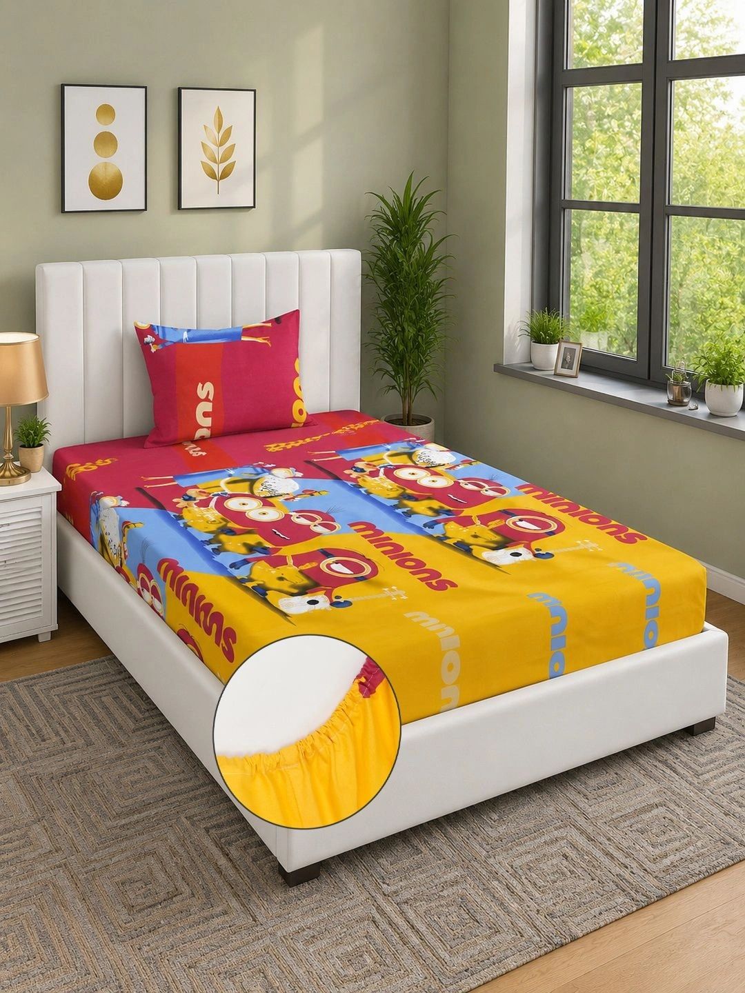 Moda Rapido X KLOTTHE Watak Kartun Kuning 400 TC Cadar Bujang dengan 1 Sarung Bantal
