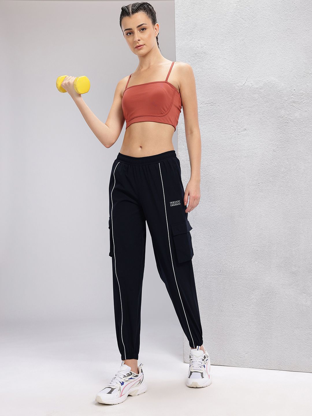 HRX by Hrithik Roshan Men Piping Detail Cargo-Style Training Joggers