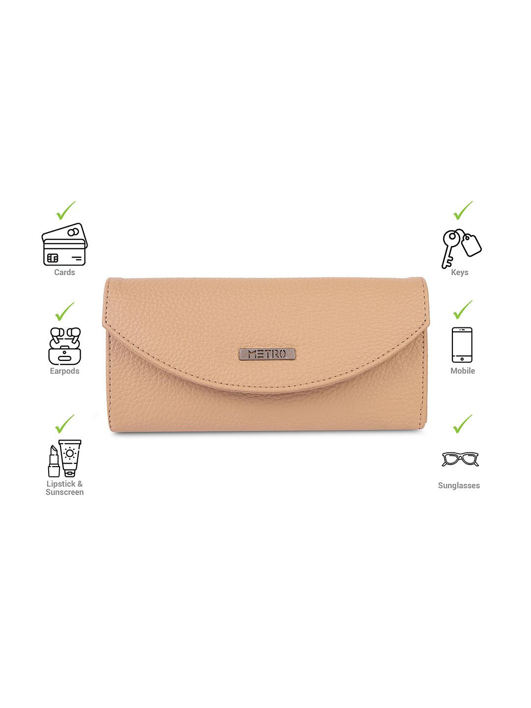 Metro Women Textured Two Fold Wallet
