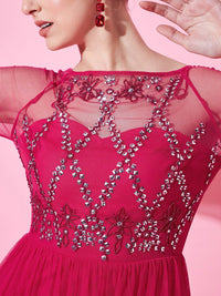 STREET 9 Embellished Net Empire Dress