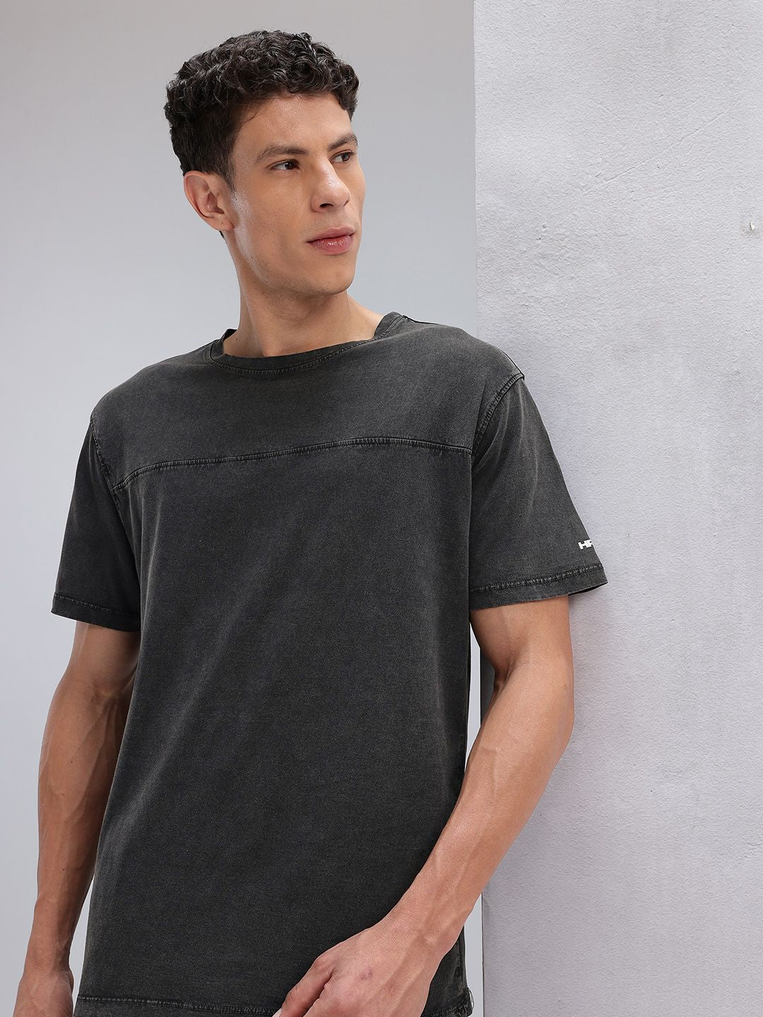 HRX by Hrithik Roshan Solid Drop-Shoulder Sleeves Pure Cotton Lifestyle T-shirt