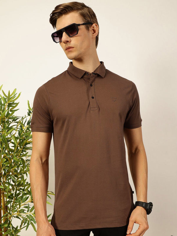 Thomas Scott Men Solid Polo Collar Pure Cotton T-shirt