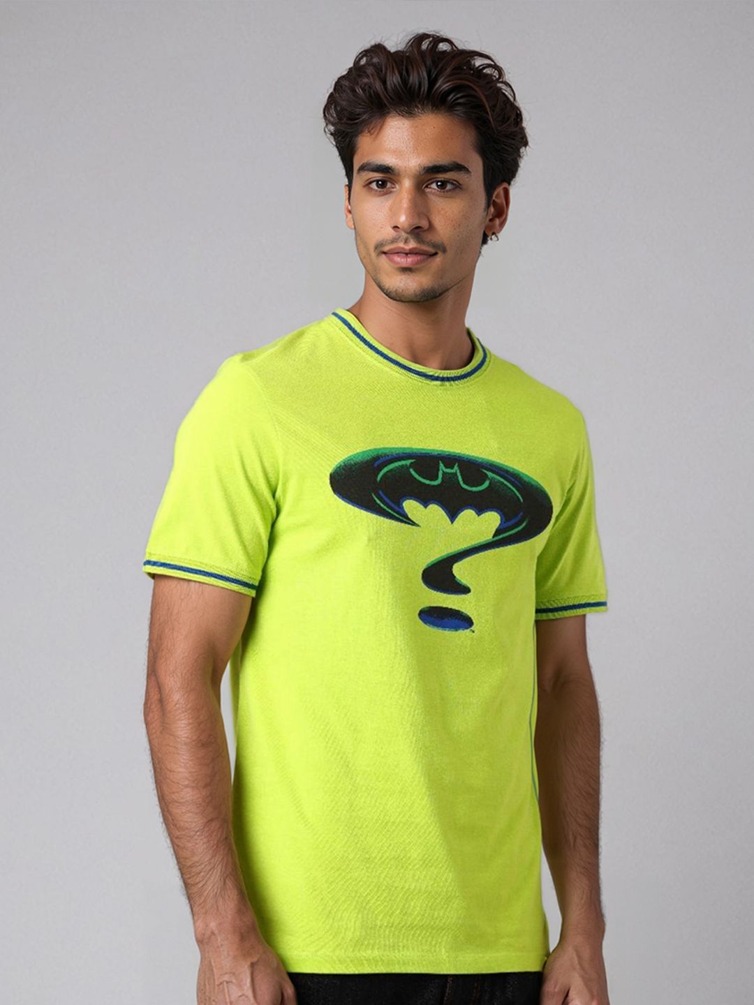 The Indian Garage Co Men Batman Graphic Printed Round Neck Cotton Slim Fit T-shirt